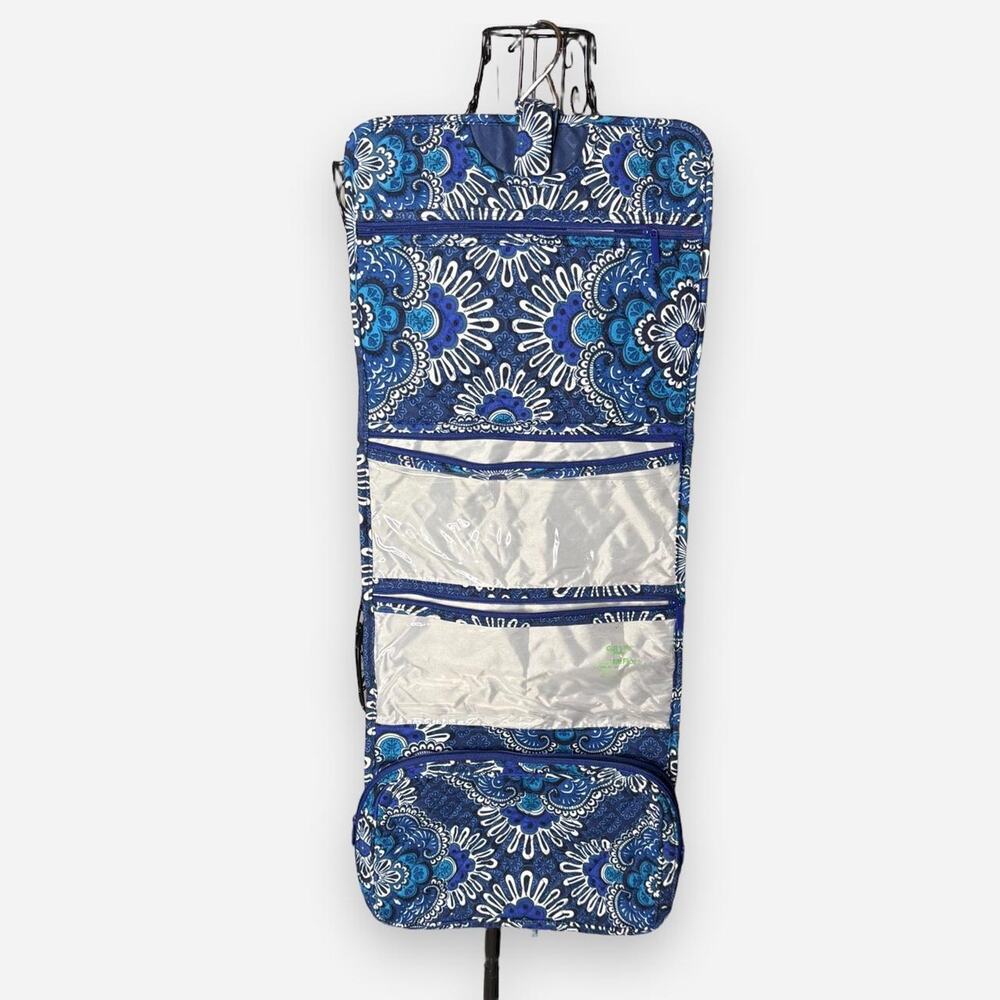 Vera Bradley Foldable Hanging Travel Organizer Bag Blue Medallion Paisley